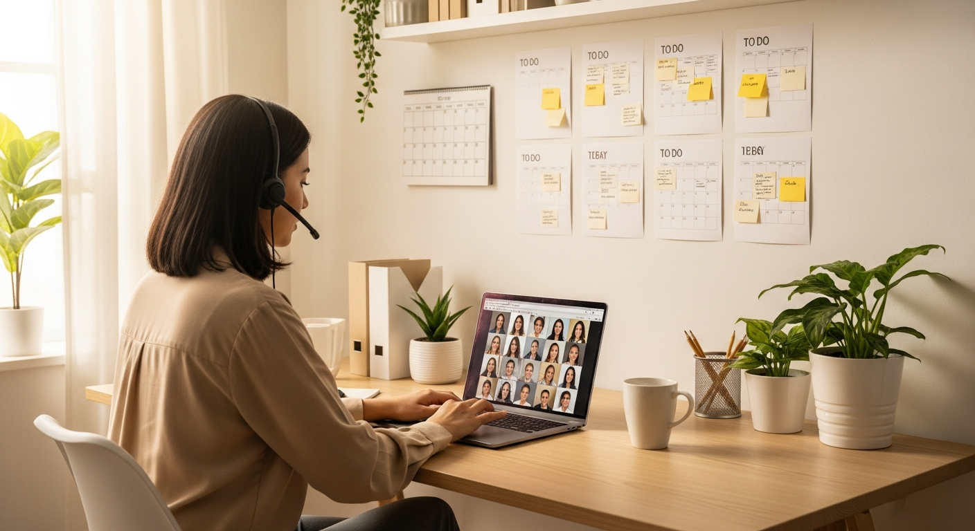 Virtual assistant working from home